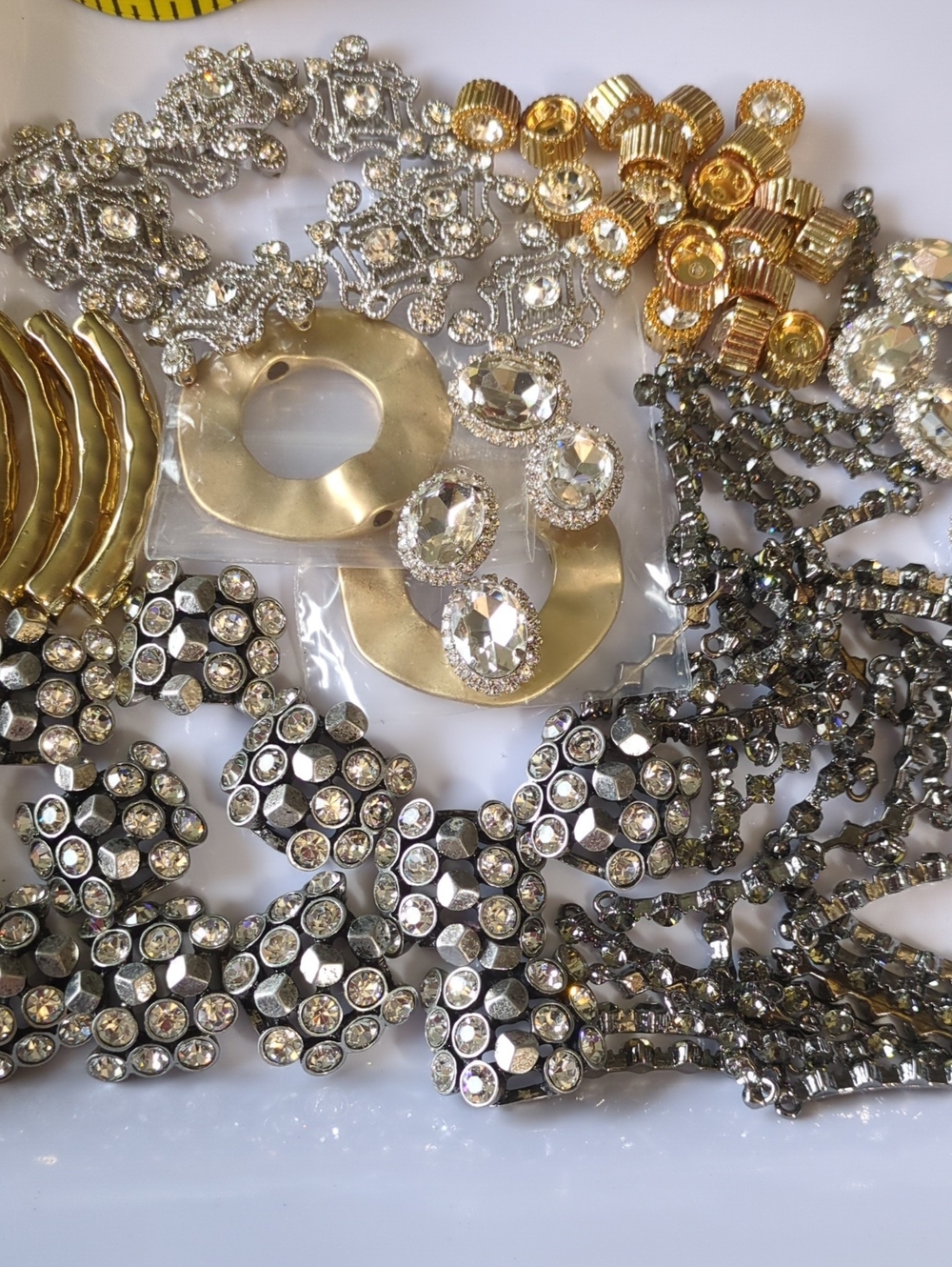 🏵️B24 Mixed Metal and Crystal Statement Jewelry Pieces - Gold & Silvertones